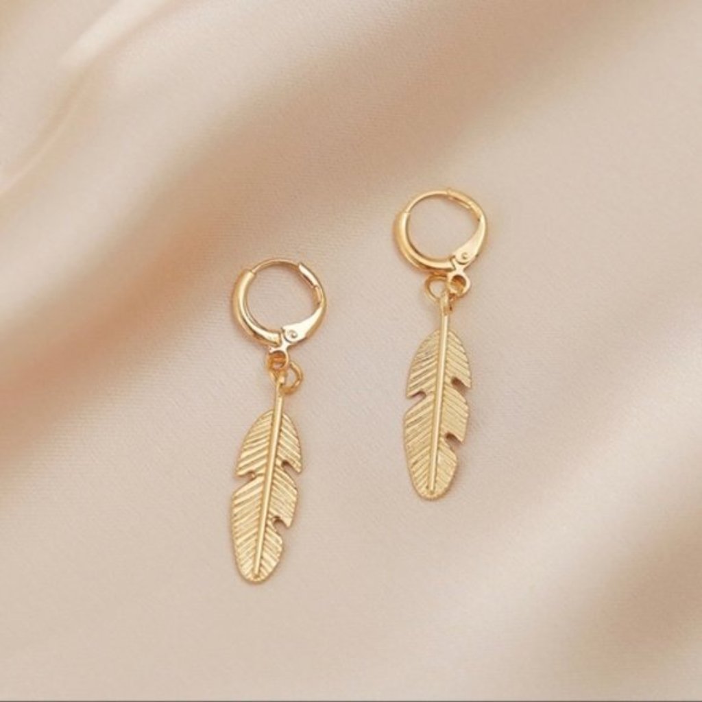 Gold Feather Earrings Gold Feather Earrings Gold Earrings Gold Earrings Earrings